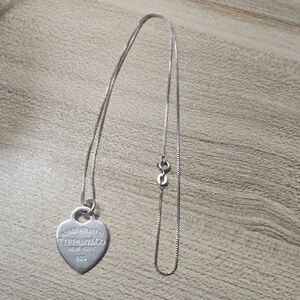 Tiffany & Co. NY "Please Return To" 925 Sterling Silver Heart Pendant Necklace💫